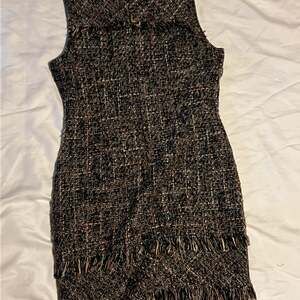 Nanette Nanette Lepore Brown Rustic Tweed Fringed Sleeveless Sheath Dress
